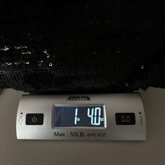 BDB David Bitton Womens Medium Black Faux Fur Sequin Jacket Full Zip Collarless - Picture 14 of 14